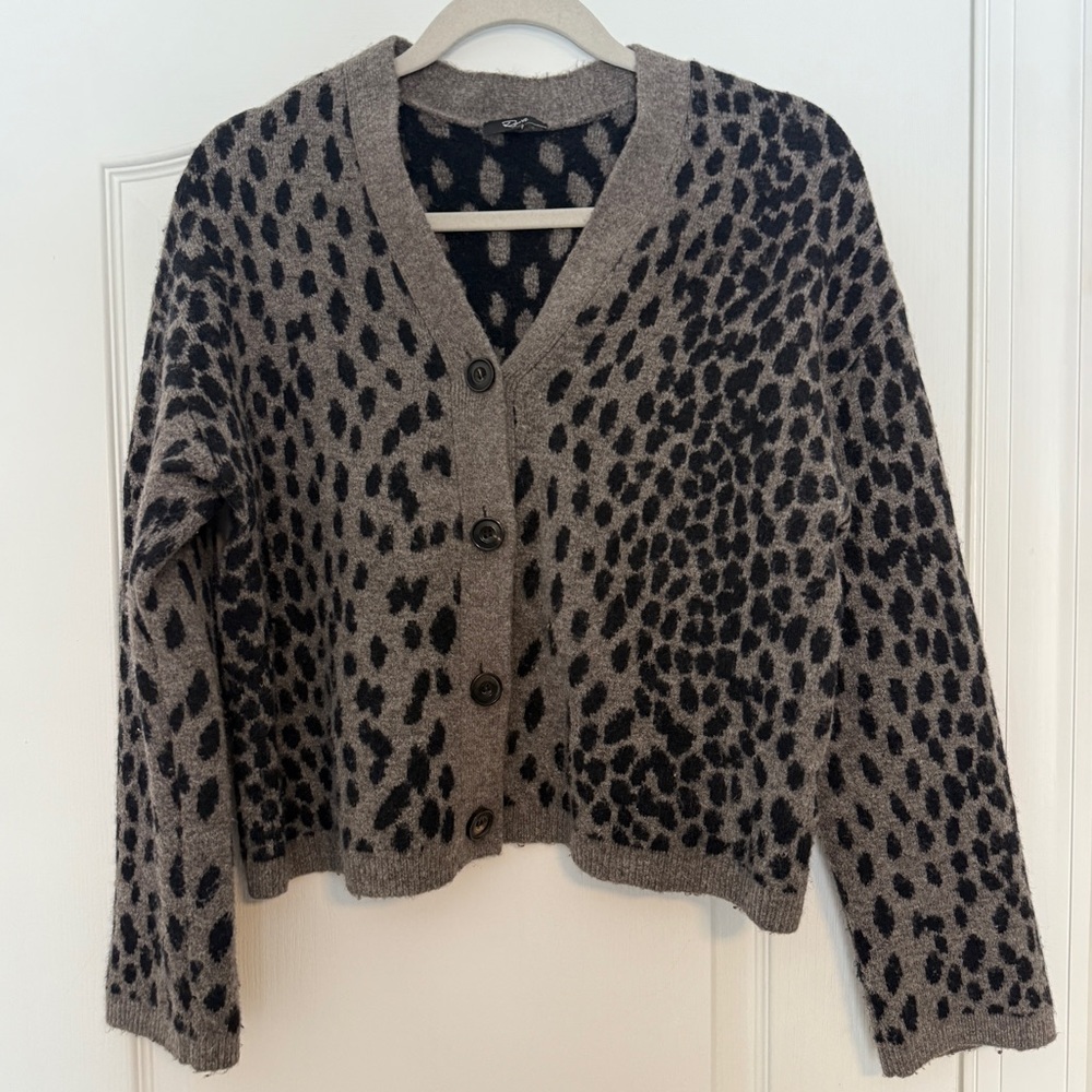 RAILS Reese Leopard Print Cashmere Wool Blend Cardigan Sz Small